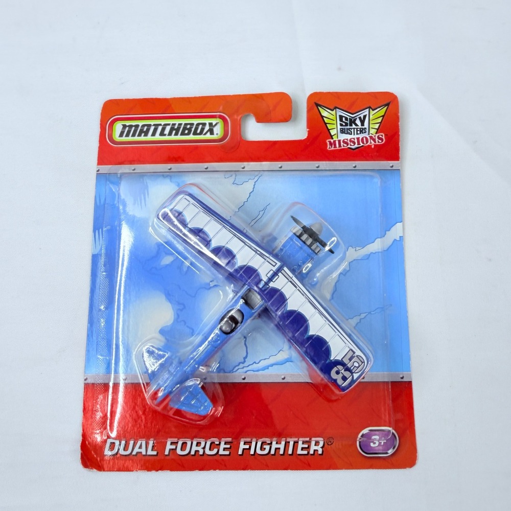 Matchbox Sky Busters Missions Dual Force Fighter Blue Biplane V0249 Diecast Toy